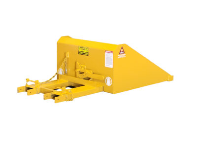 Apex forklift scoop bucket with fork pockets and safety chain