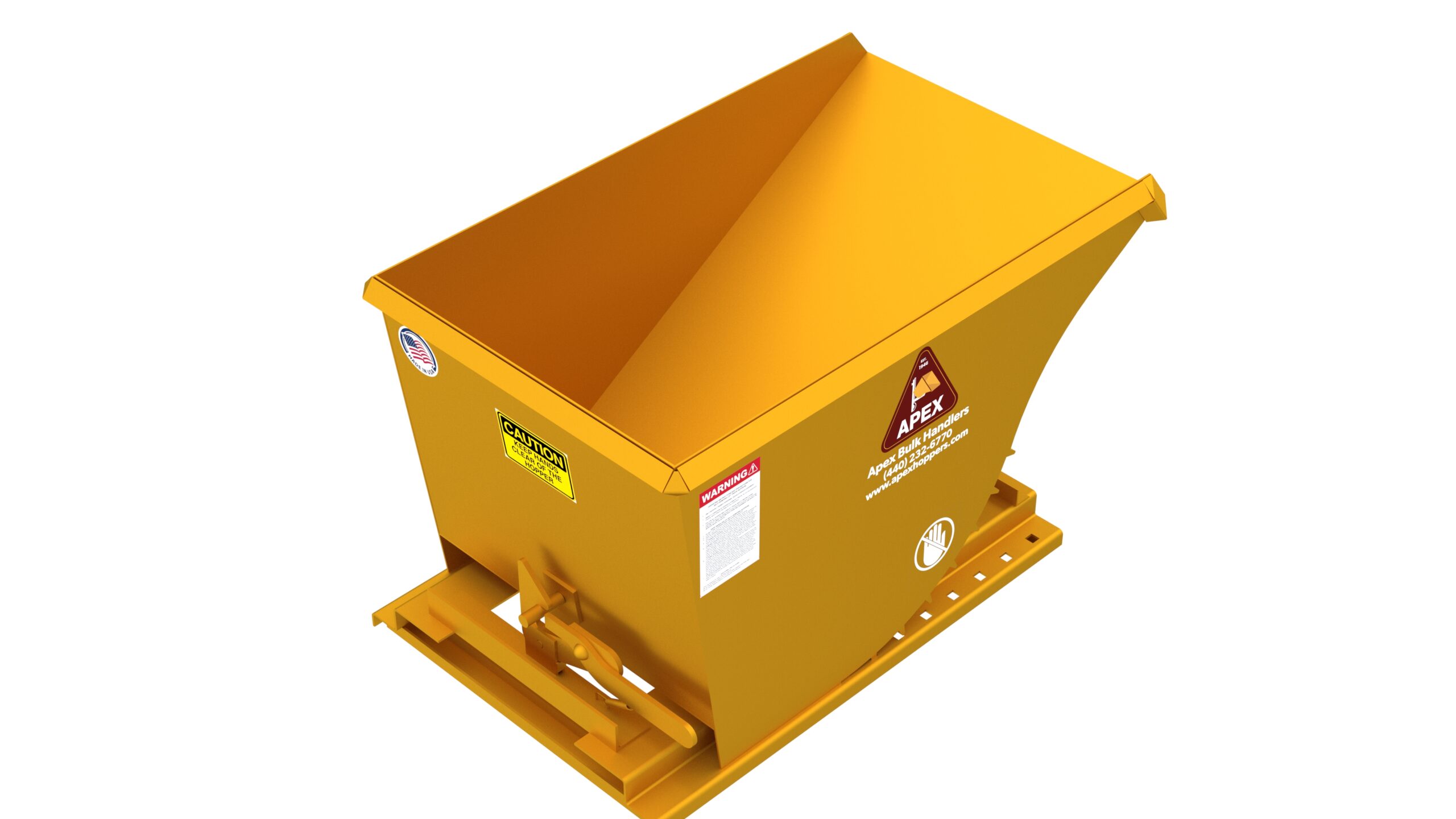 Apex self-dumping hopper for scrap and bulk waste