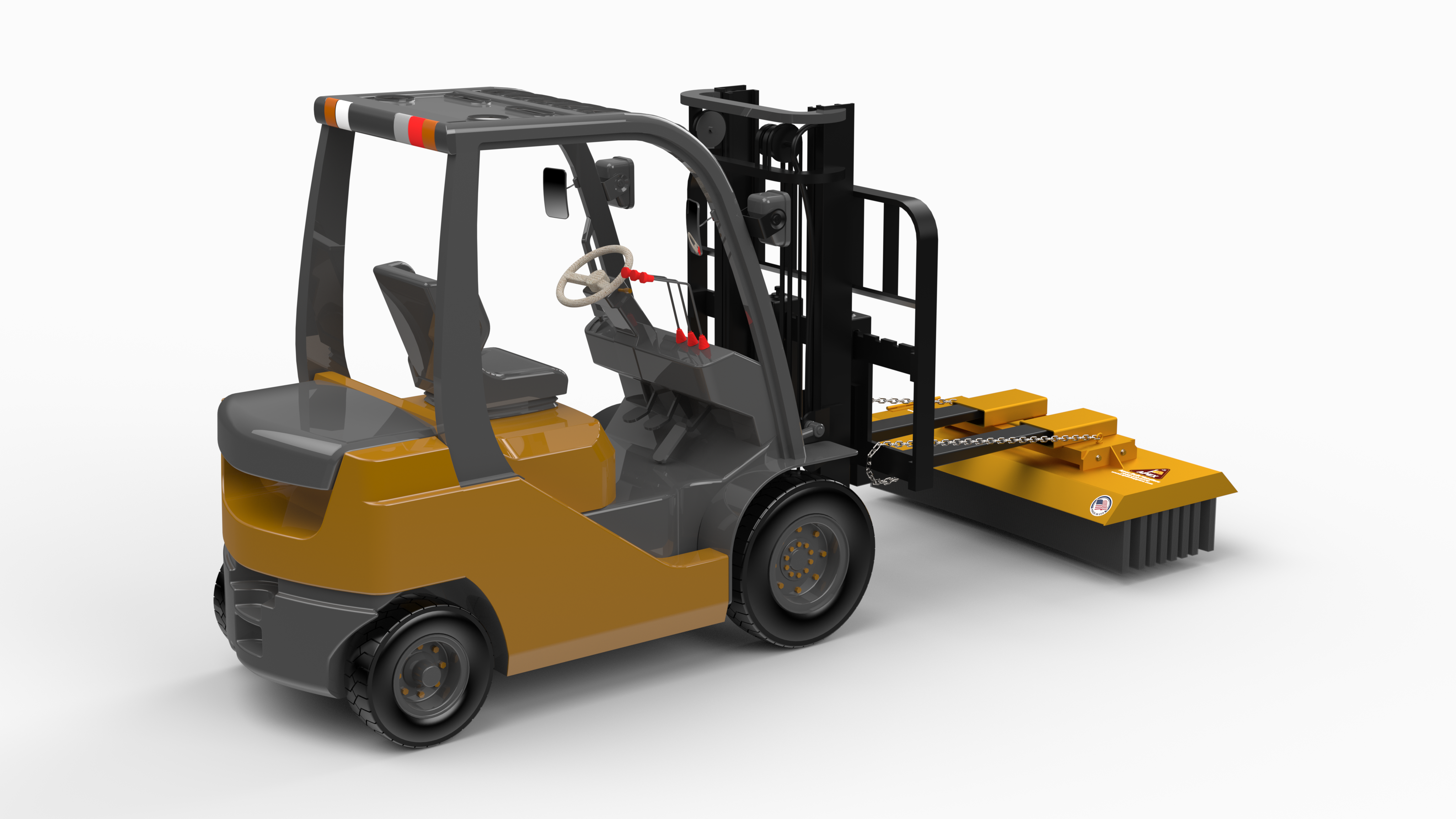 Apex forklift push broom sweeper attachment